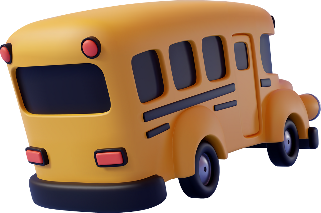 3dof yellow School bus, back to school concept.