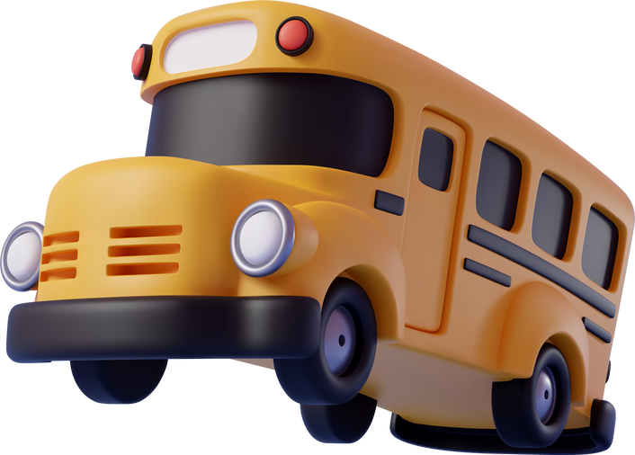 3d of yellow School bus, back to school concept.